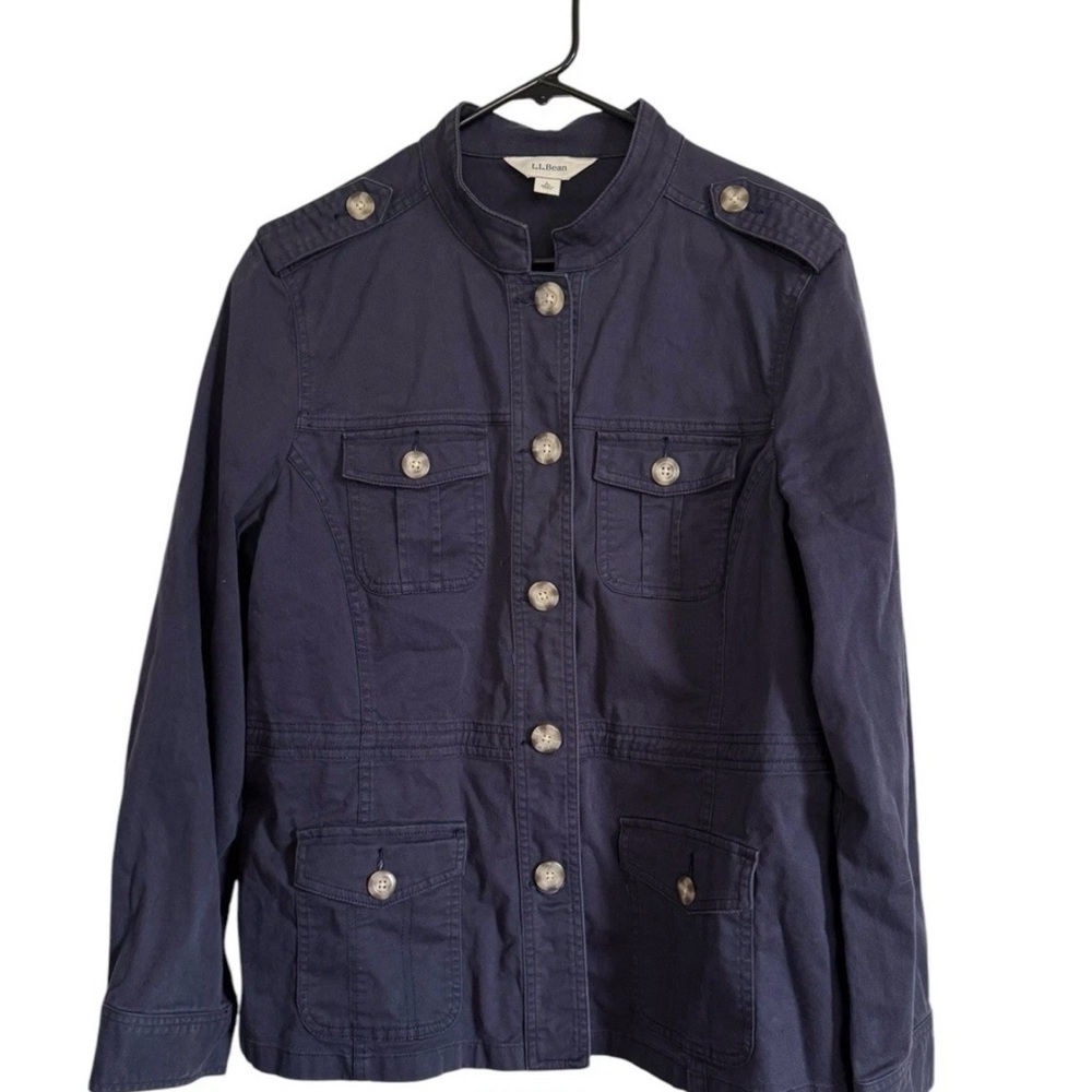 L.L. Bean Women’s Dark Blue Button Up Utility Jacket Sz L